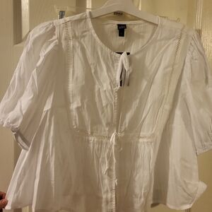 3ct Wild Fable White Tie-Front Cropped Blouse